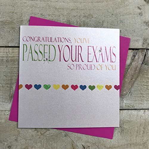 WHITE COTTON CARDS White Cotton Cards Neonowy zasięg, Congratulations You 've Passed Your Exams So Proud of You' ręcznie robiona karta, N8-H N8-H