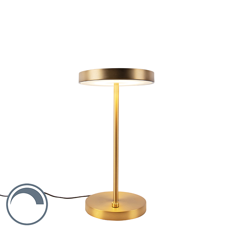 QAZQA Nowoczesna lampa stołowa brąz zawiera LED - Disco