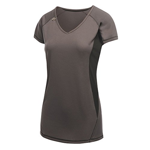 Regatta damska koszulka z krótkim rękawem Pekin Regular Fit Plain Dekolt w serek Grey (Iron/Black 113) 8 UK(34 EU) 019.17-113