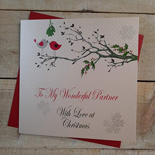 White Cotton Cards 'To My Wonderful Partner with Love' ręcznie wykonana kartka świąteczna (kod x14-89)