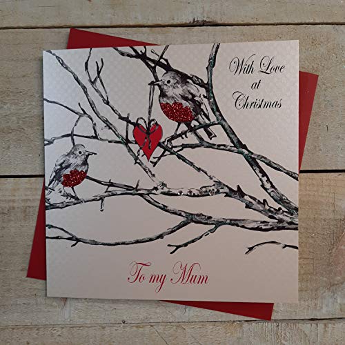 WHITE COTTON CARDS white cotton cards Z miłą mamą, ręcznie wykonana kartka świąteczna (Robin) EX452