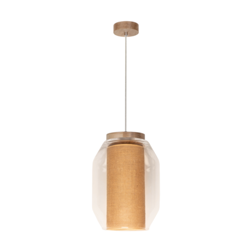 Britop Loftowa LAMPA wisząca VASO JUTE 179010174 abażurowa OPRAWA szklany słoik zwis przezroczysty drewno przezroczysty drewn