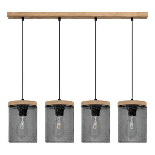 Britop Loftowa LAMPA wisząca MONSUN 161859451 szklana OPRAWA skandynawski zwis przydymiony drewno
