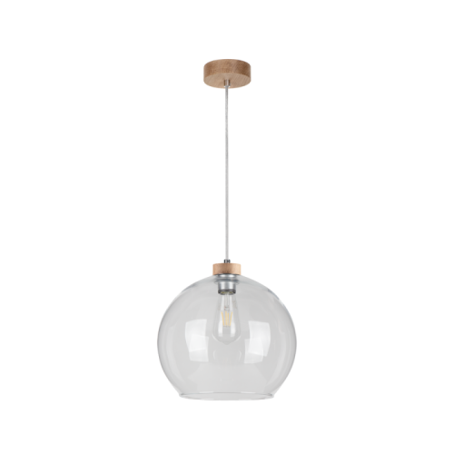 Britop Loftowa LAMPA wisząca LAGUNA 18730174 szklana OPRAWA zwis kula ball przezroczysta drewno