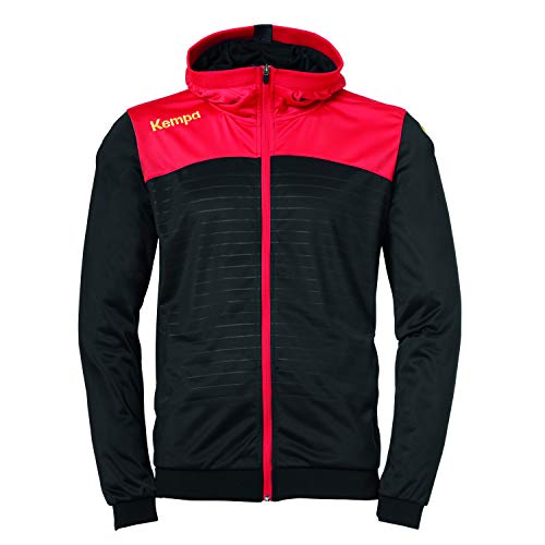 Kempa Emotion 2.0 męska kurtka z kapturem, czarna/czerwona/żółta, 4XL