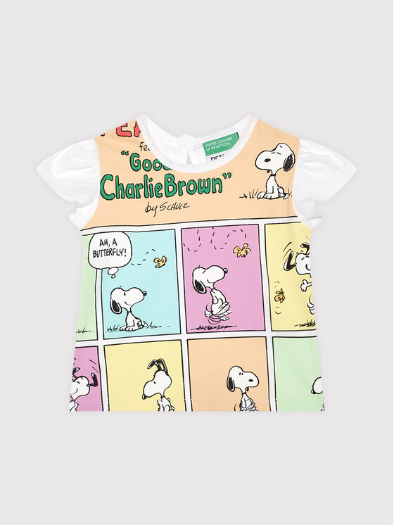 Benetton United Colors Of T-Shirt PEANUTS 3096C1564 Biały Regular Fit