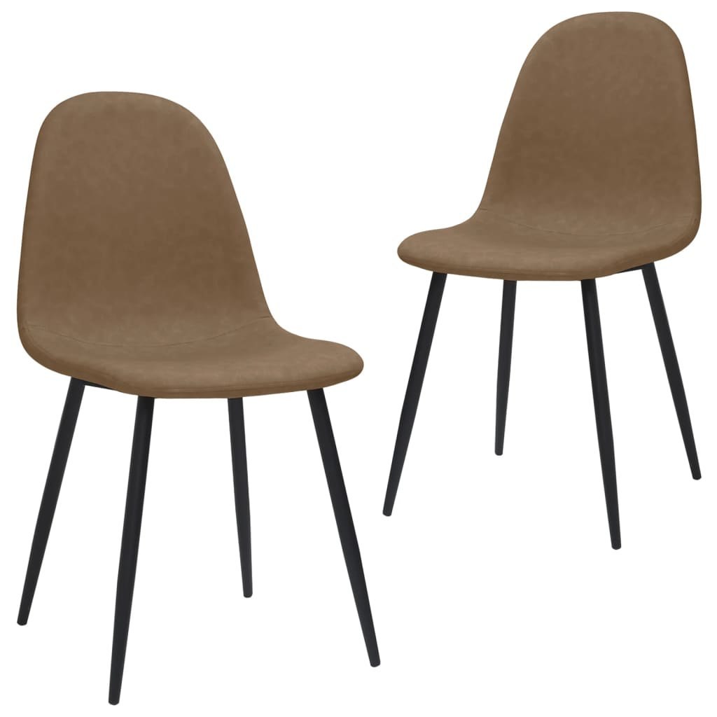 vidaXL Krzesła stołowe, 2 szt., 45x54,5x87 cm, ciemnobrązowe, ekoskóra