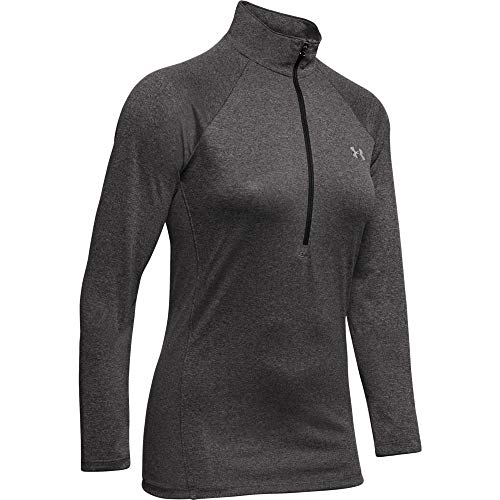 Under Armour Damski sweter Tech Solid zamek błyskawiczny do połowy zamka Szary Carbon Heather (090)/srebro metaliczne XL 1320126-090-X-Large