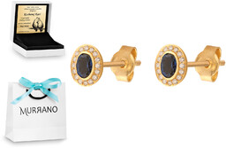 Złote kolczyki 585 z brylantami PREZENT GRAWER