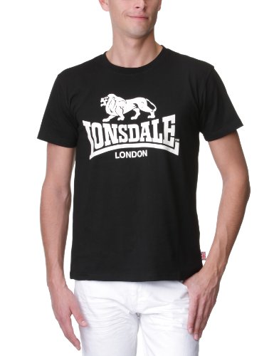 Lonsdale Męski T-shirt z logo Regular Fit - czarny, mały