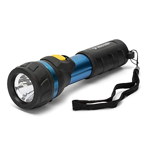Velamp Hyper aluminiowa latarka LED z wygodną koronką. Współpracuje z 2 bateriami AA (nie wchodzą w zakres dostawy). Super jasna 70 lm (1 W), odporna na wodę i wstrząsy, aluminium, niebieska