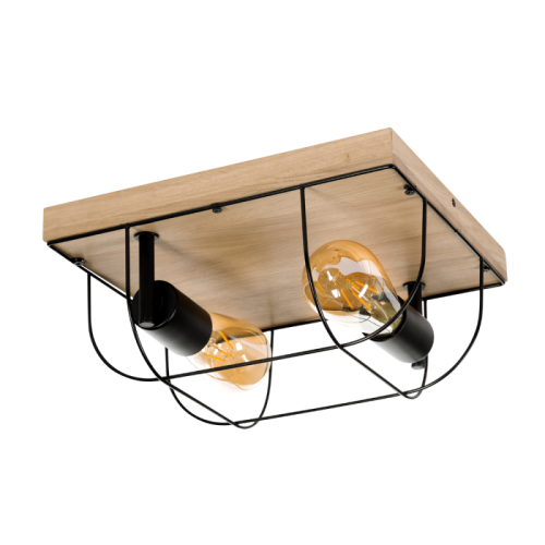 Britop LAMPA sufitowa NETUNO 92042274 drewniana OPRAWA druciana drewno czarna