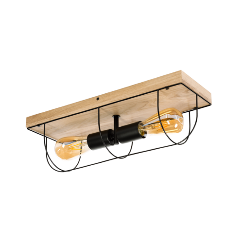 Britop Druciana LAMPA sufitowa NETUNO 92043274 drewniana OPRAWA retro industrialna drewno czarna