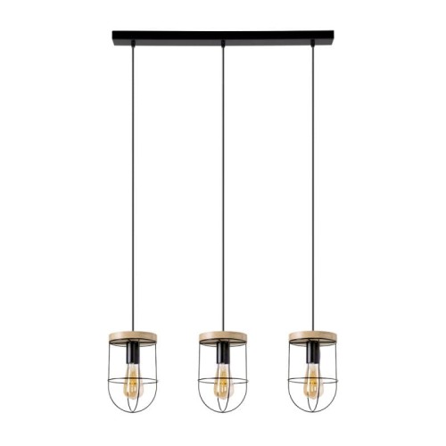 Britop LAMPA wisząca NETUNO 184159304 metalowa OPRAWA industrialny ZWIS retro drewno czarny