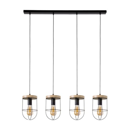 Britop LAMPA wisząca NETUNO 184159404 metalowa OPRAWA retro ZWIS industrialny drewno czarny