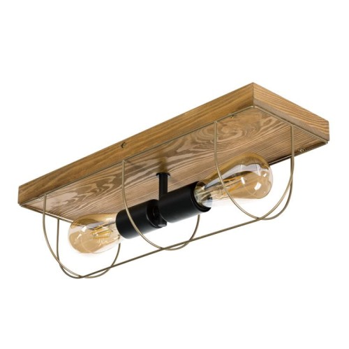 Britop LAMPA sufitowa NETUNO 92013251 industrialna OPRAWA druciana vintage drewno złota