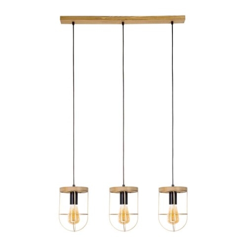 Britop Druciana LAMPA wisząca NETUNO 181059351 industrialna OPRAWA metalowy zwis drewno złoty