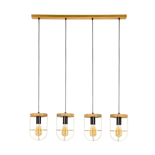 Britop Druciana LAMPA wisząca NETUNO 1811059451 industrialna OPRAWA metalowy zwis drewno złoty