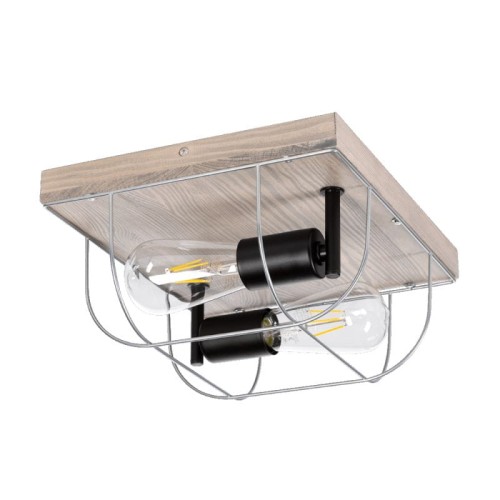 Britop Druciana LAMPA sufitowa NETUNO 92072257 industrialna OPRAWA drewniana retro drewno srebrna