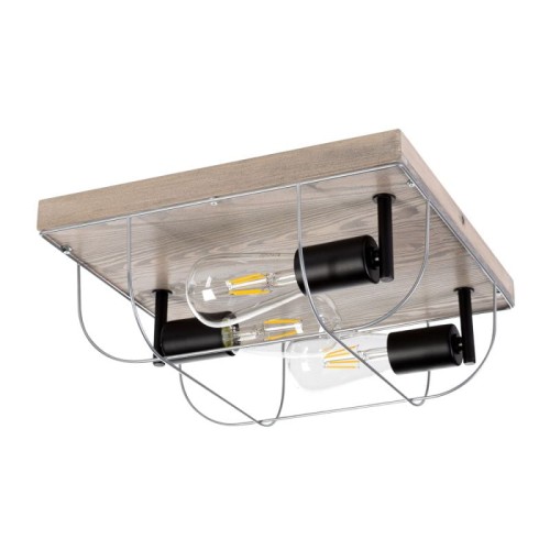 Britop LAMPA sufitowa NETUNO 92073357 industrialna OPRAWA retro drewno srebrna