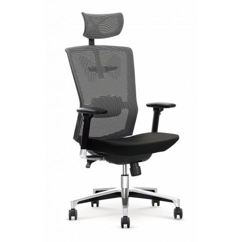 Ergonomiczny fotel obrotowy z regulacją zagłówka Arton - czarno - popielaty
