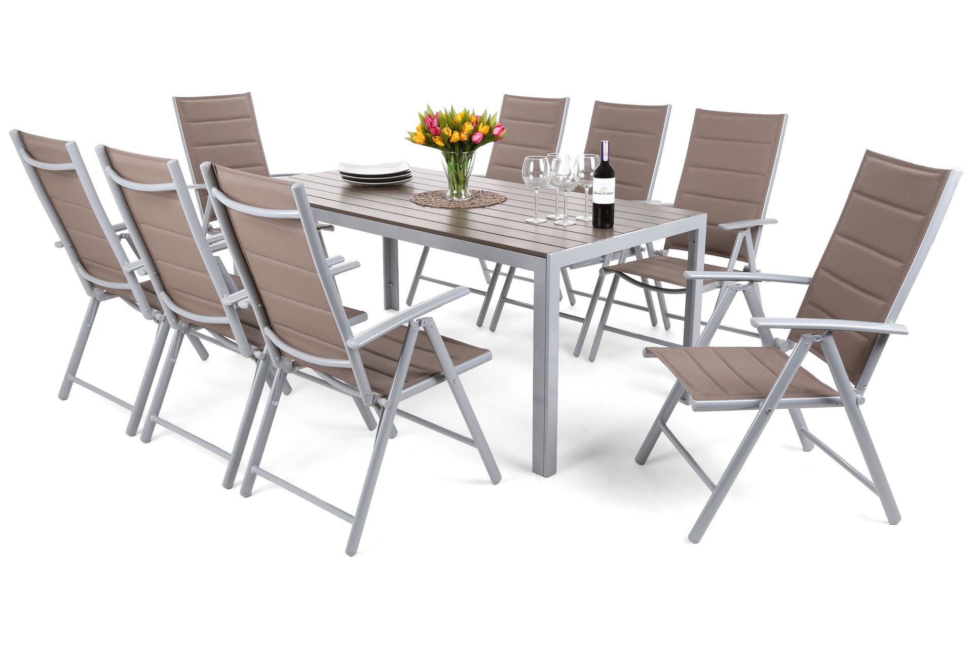 Meble ogrodowe aluminiowe Ibiza 185 cm Silver / Taupe 8+1