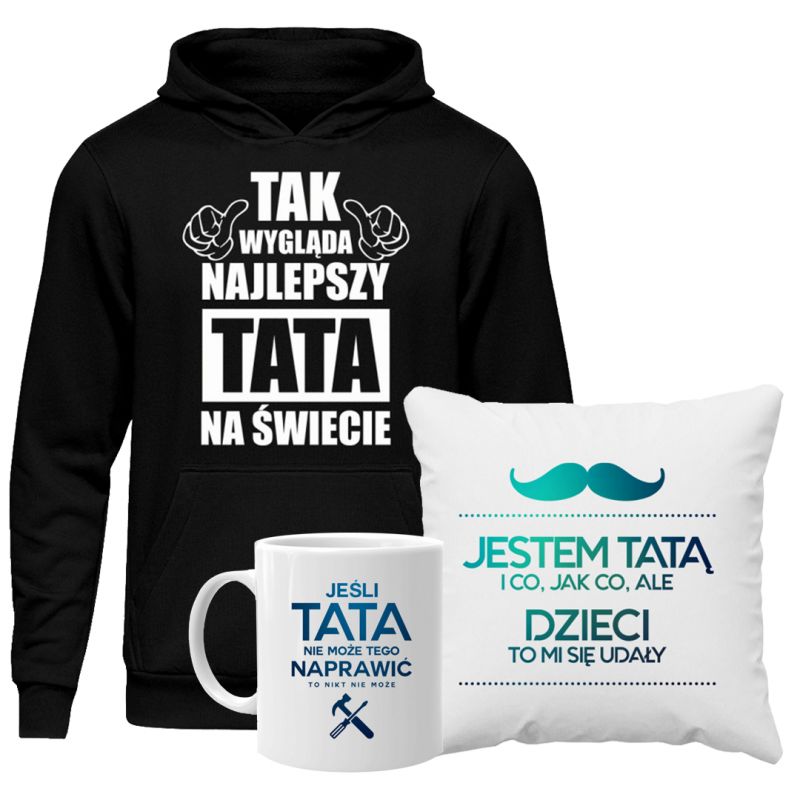 Komplet dla taty - Komplet dla taty na Dzień Ojca - bluza + poduszka + kubek z nadrukiem 8966