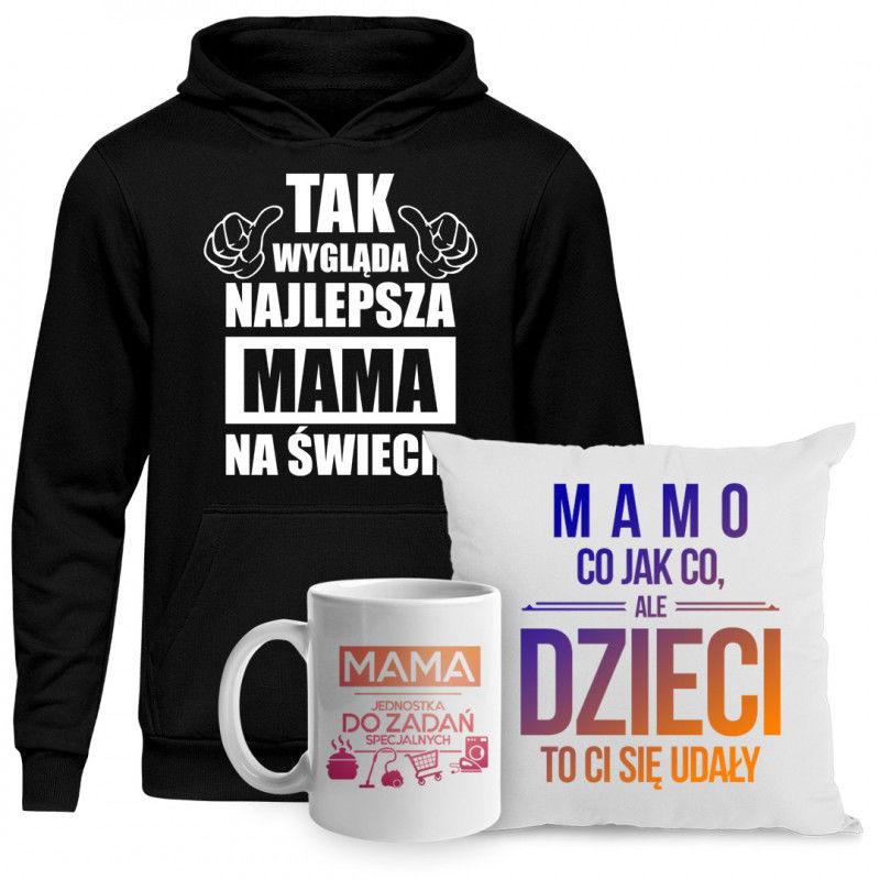 Komplet dla mamy na Dzień Matki - bluza + poduszka + kubek z nadrukiem 8961