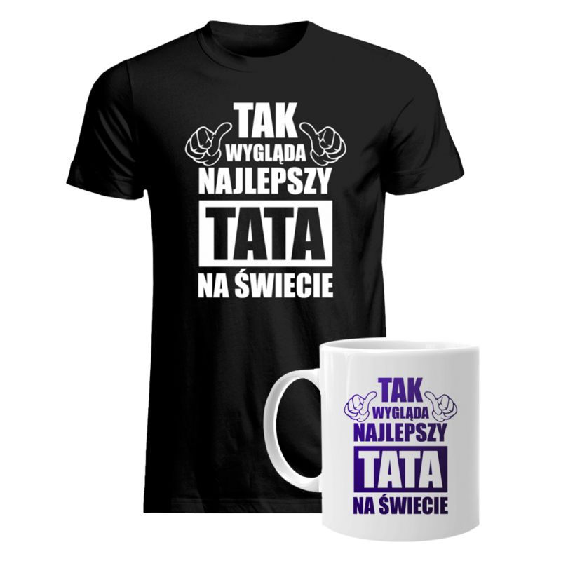 Komplet dla taty - Tak wygląda najlepszy tata na świecie - koszulka + kubek z nadrukiem 8964