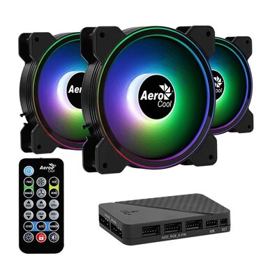 Aerocool Wentylator Saturn 12F ARGB Pro 3-pack + Hub AEROPGSSATURN12F-A-P