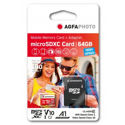 AgfaPhoto MicroSDXC Class 10 + Adapter 64GB (10582)