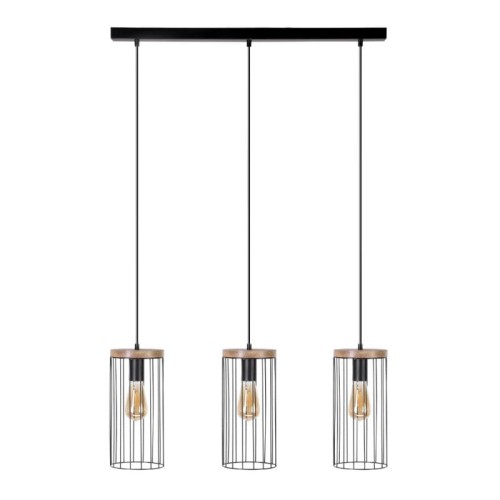 Britop Industrialna LAMPA wisząca TIMEO 19619304 loftowa OPRAWA metalowy ZWIS druciany drewno czarny