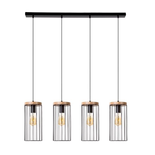 Britop Industrialna LAMPA wisząca TIMEO 19619404 metalowa OPRAWA zwis druciaki drewno czarny
