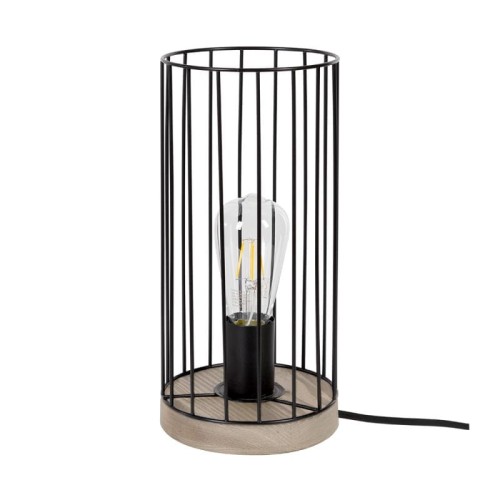 Britop Stojąca  druciana TIMEO 796049157 stołowa LAMPA metalowa klatka drewno czarny 796049157