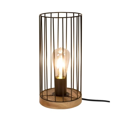 Britop Druciana LAMPA stołowa TIMEO 796049174 metalowa  industrialna stojąca drewno czarny 796049174