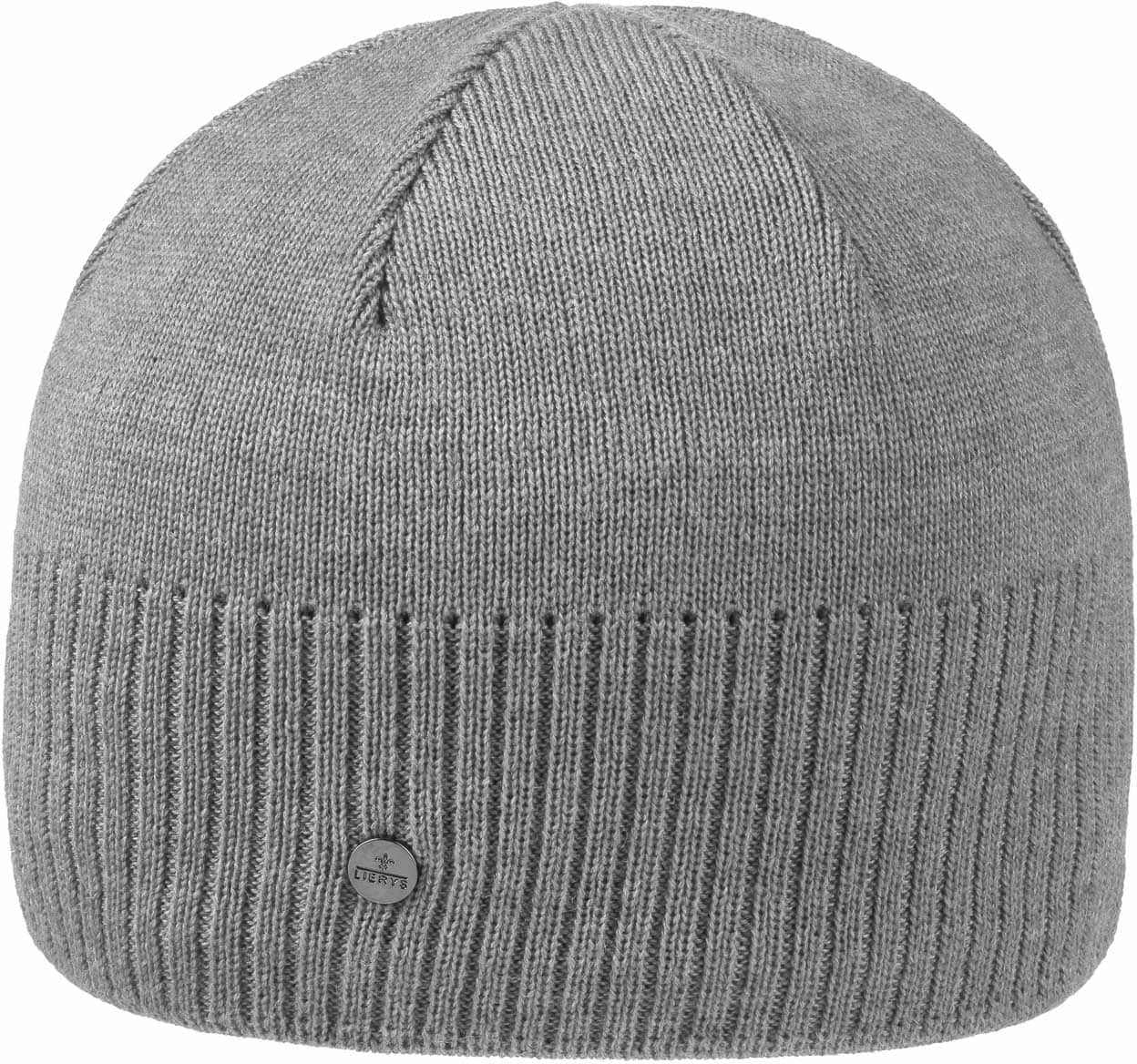 Czapka Beanie Fine Rip Merino by Lierys, szary, One Size