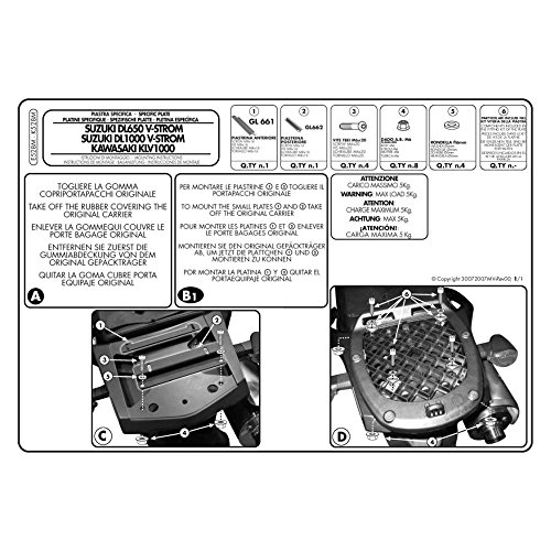 Givi E528M Topcase zestaw montażowy do walizki Monolok, czarny, 40