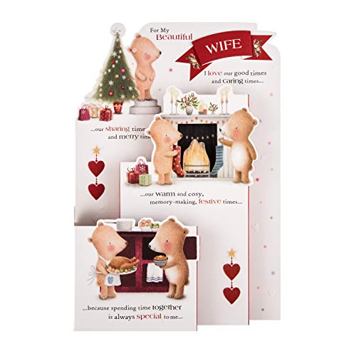 Hallmark Kartka świąteczna dla żony z Hallmark - wzór 3D typu pop-up z słodkim wersetem