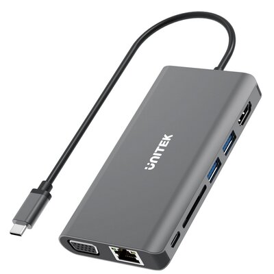 Unitek HUB USB HUB 8w1 USB3.1 Typ-C z Power Delivery 100W D1019A