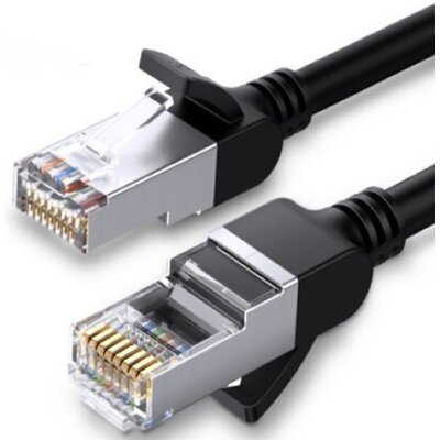 UGREEN Kabel sieciowy z metalowymi wtyczkami, Ethernet RJ45, Cat.6, UTP, 0,5m (czarny)