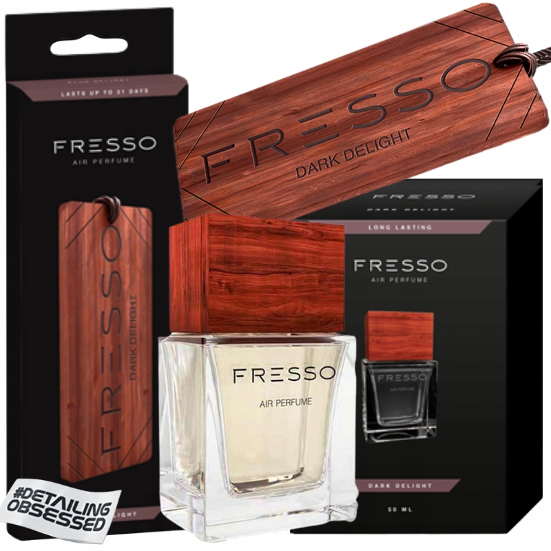 [Zestaw] Fresso Gentleman Air Perfume  perfumy samochodowe 50ml + drewniana zawieszka zapachowa