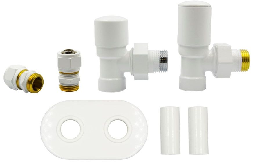 Varioterm Zawory regulacyjne kątowe SWING All in One - biały mat alu-pex - PEX 16 mm rozeta owalna zespolona 1szt AZIS21/FK(Pex)PO