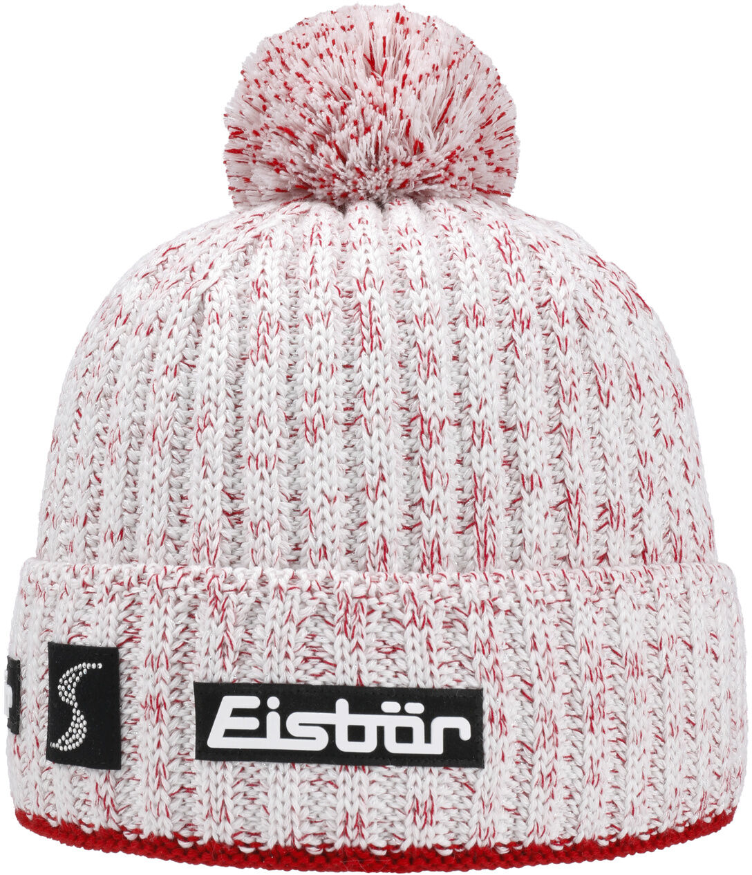 Czapka z Pomponem Naja Crystal by Eisbär, biało-czerwony, One Size