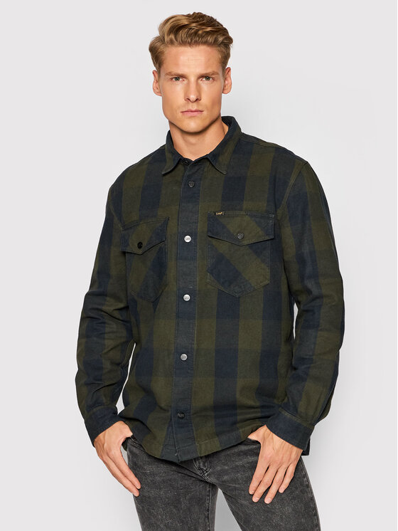 Lee Kurtka przejściowa Overshirt L66EMOOJ Zielony Relaxed Fit