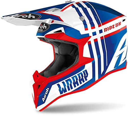 Airoh Kask Junior Wraap Broken Niebieski/Czerwony Połysk Yxxs