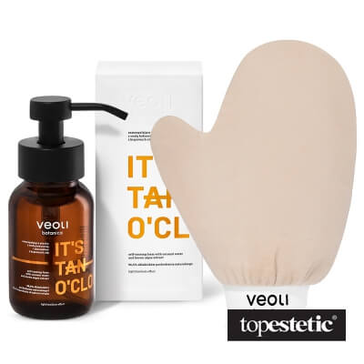 Veoli Botanica Veoli Botanica Its Tan OClock + I gLove Tan ZESTAW Samoopalająca pianka z wodą kokosową i ekstraktem z brązowych alg 240 ml + Rękawica do aplikacji produktów brązujących 1 szt