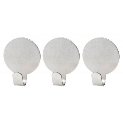 Fackelmann 61340 haczyki do przyklejenia wykonana ze stali nierdzewnej, okrągły, 3 sztuki, srebrny, 3,7 x 3 x 3 cm 61340