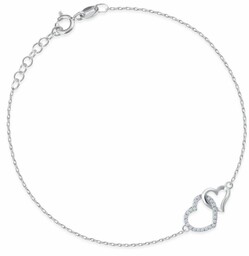 Srebrna Bransoletka 925 Połączone Serca Grawer