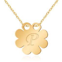 Srebrny Naszyjnik 925 Celebrytka Koniczynka Inicjał grawer