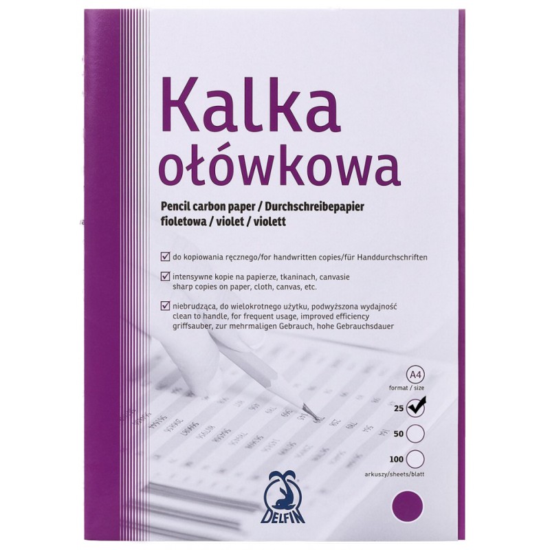 Delfin Kalka ołówkowa A4 fioletowa op.25